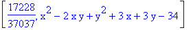 [17228/37037, x^2-2*x*y+y^2+3*x+3*y-34]